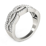 Bids.com Diamond Studded Ring with Four Curves in 14k White Gold (5/8 cttw) Rings