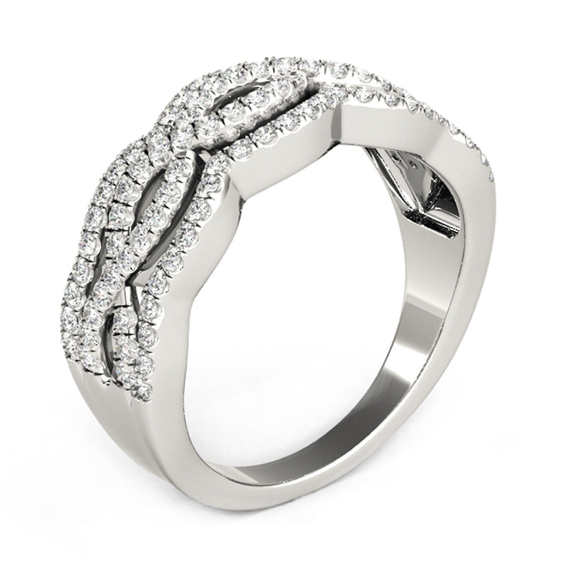 Bids.com Diamond Studded Ring with Four Curves in 14k White Gold (5/8 cttw) Rings