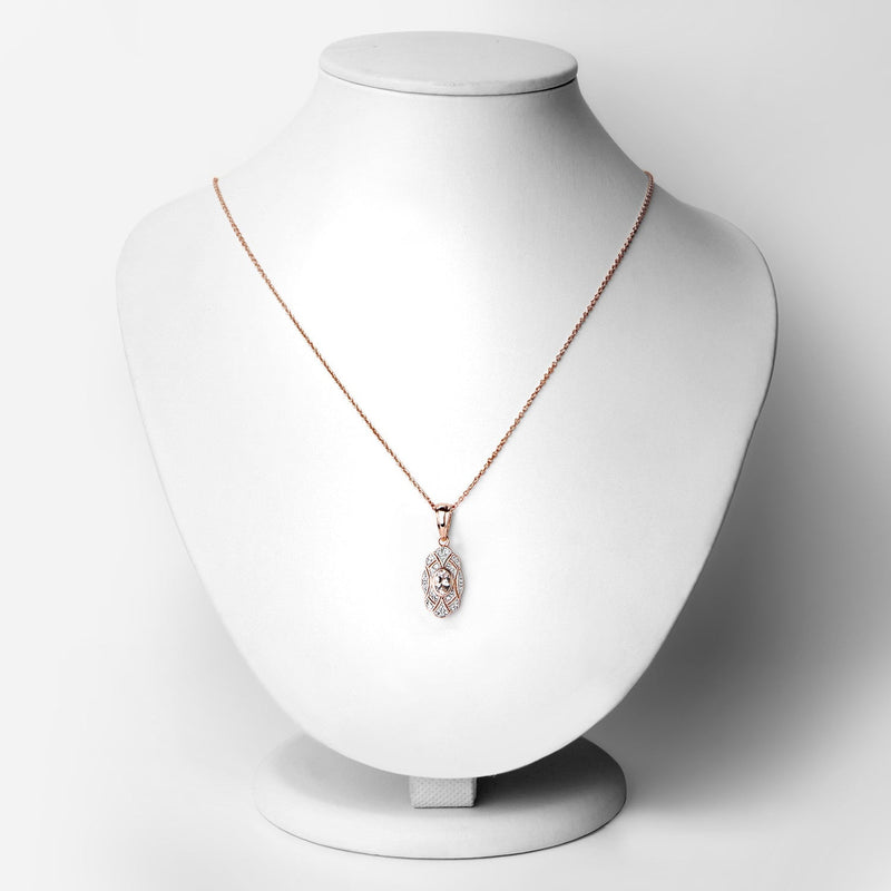 Bids.com 0.52 Carat Genuine Morganite and White Topaz .925 Sterling Silver Pendant Pendants