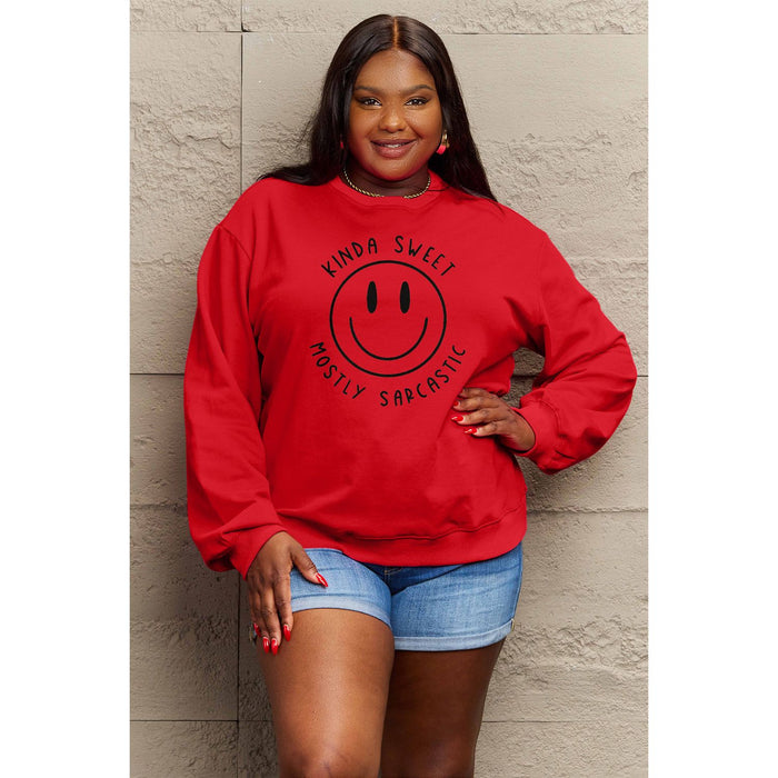 Simply Love Smiling Face Graphic Sweatshirt