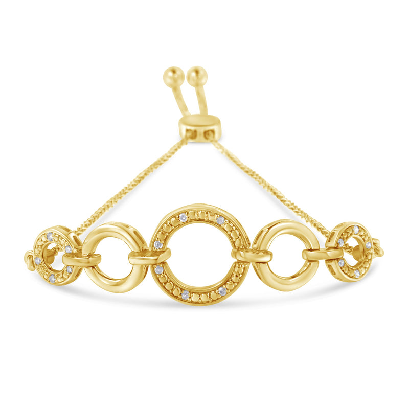 Bids.com 10K Yellow Gold over .925 Sterling Silver Diamond Accented Graduated Infinity Open Circle 6â€-9â€ Adjustable Bolo Bracelet Bracelets