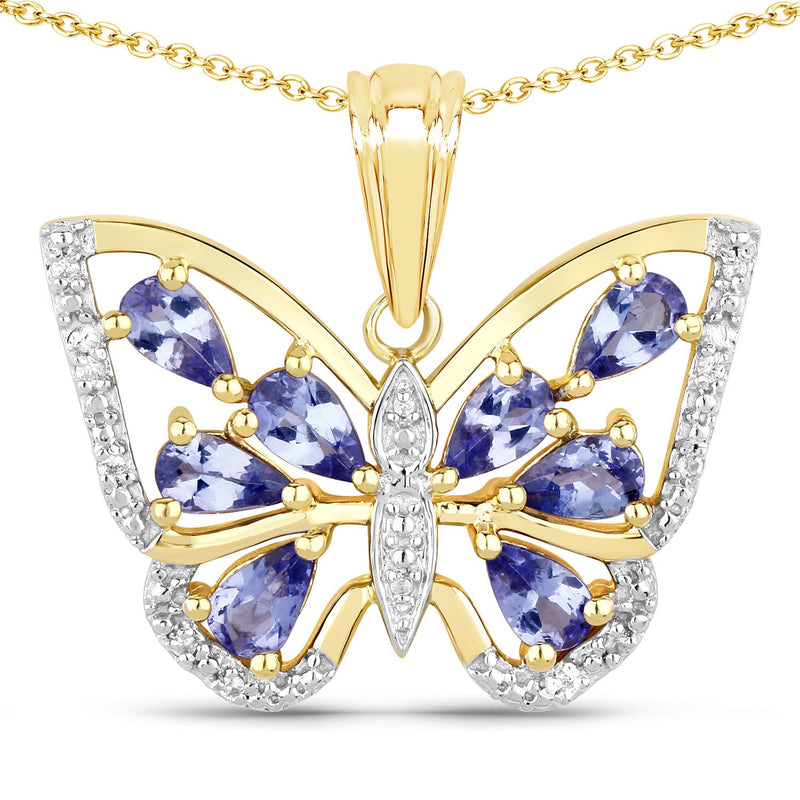 Bids.com 1.75 Carat Genuine Tanzanite and White Zircon .925 Sterling Silver Pendant Pendants
