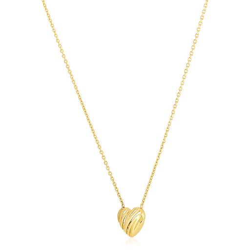 Bids.com 14k Yellow Gold High Polish Scribbles Heart Necklace Necklaces