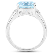Bids.com 4.58 Carat Genuine Blue Topaz and White Topaz .925 Sterling Silver Ring Rings