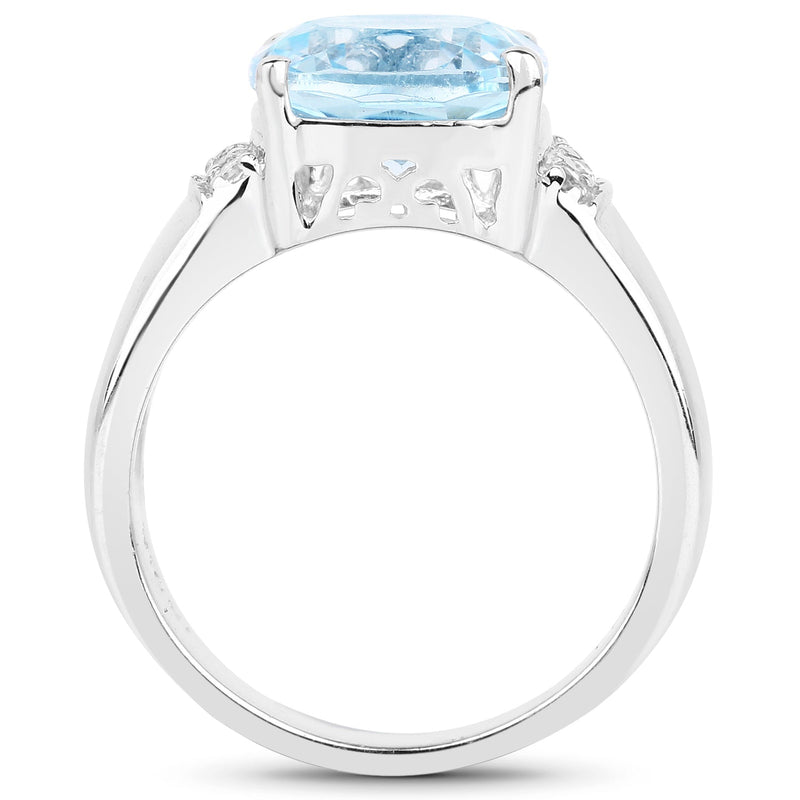 Bids.com 4.58 Carat Genuine Blue Topaz and White Topaz .925 Sterling Silver Ring Rings