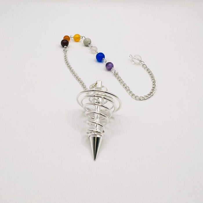 Silver Spiral Chakra Chain Pendulum