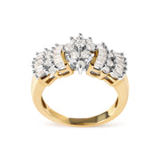 Bids.com 10K Yellow Gold 1.00 Cttw Diamond Starburst Ring Band (H-I Color, I1-I2 Clarity) - Ring Size 7 Rings