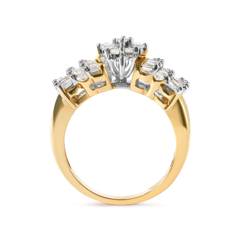 Bids.com 10K Yellow Gold 1.00 Cttw Diamond Starburst Ring Band (H-I Color, I1-I2 Clarity) - Ring Size 7 Rings