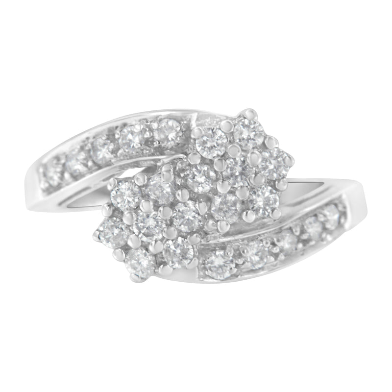 Bids.com 14KT White Gold Diamond Cluster Ring Band (7/8 cttw, H-I Color, I1-I2 Clarity) Rings