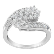 Bids.com 14KT White Gold Diamond Cluster Ring Band (7/8 cttw, H-I Color, I1-I2 Clarity) Rings