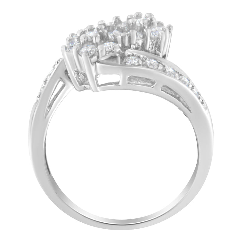 Bids.com 14KT White Gold Diamond Cluster Ring Band (7/8 cttw, H-I Color, I1-I2 Clarity) Rings