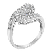 Bids.com 14KT White Gold Diamond Cluster Ring Band (7/8 cttw, H-I Color, I1-I2 Clarity) Rings