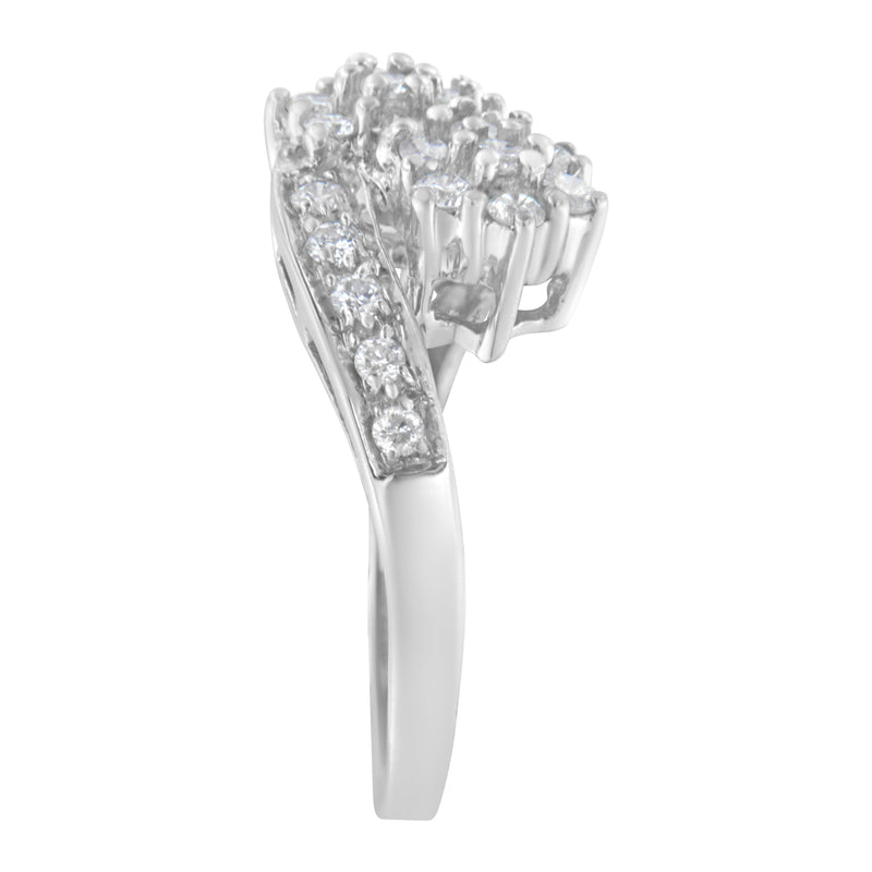 Bids.com 14KT White Gold Diamond Cluster Ring Band (7/8 cttw, H-I Color, I1-I2 Clarity) Rings