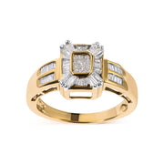 Bids.com 10K Yellow Gold 1/2 Cttw Diamond Composite and Halo Ring (H-I Color, SI1-SI2 Clarity) - Ring Size 7 Rings