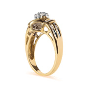 Bids.com 10K Yellow Gold 1/2 Cttw Round and Baguette Diamond Flower Swirl Cocktail Ring (I-J Color, SI2-I1 Clarity) - Ring Size 7 Rings