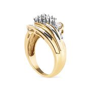 Bids.com 10K Yellow Gold 1/2 Cttw Diamond Pear Cluster and Swirl Ring (H-I Color, I1-I2 Clarity) - Ring Size 7 Rings