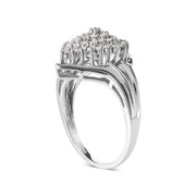Bids.com 10K White Gold 1/2 Cttw Diamond Pear Shaped Cluster Ring (H-I Color, I1-I2 Clarity) - Ring Size 7 Rings