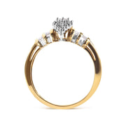 Bids.com 10K Yellow Gold 1/2 Cttw Diamond Pear Shaped Head and Multi Row Channel Set  Shank Ring (H-I Color, SI2-I1 Clarity) - Ring Size 7 Rings