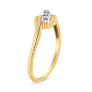 Bids.com 10K Yellow Gold over .925 Sterling Silver 1/10 Cttw Diamond Three-Stone Bypass Fashion Cocktail Ring ( I-J Color, I2-I3 Clarity) - Size 6 Rings