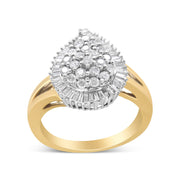 Bids.com 14K Yellow and White Gold 1.00 Cttw Round and Baguette-Cut Diamond Ballerina Cocktail Ring (H-I Color, SI2-I1 Clarity) Rings