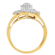 Bids.com 10K Yellow Gold Diamond Cocktail Ring (1/2 Cttw, J-K Color, I2-I3 Clarity) - Size 6-1/2 Rings