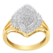 Bids.com 10K Yellow Gold Diamond Cocktail Ring (1/2 Cttw, J-K Color, I2-I3 Clarity) - Size 6-1/2 Rings
