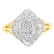 Bids.com 10K Yellow Gold Diamond Cocktail Ring (1/2 Cttw, J-K Color, I2-I3 Clarity) - Size 6-1/2 Rings