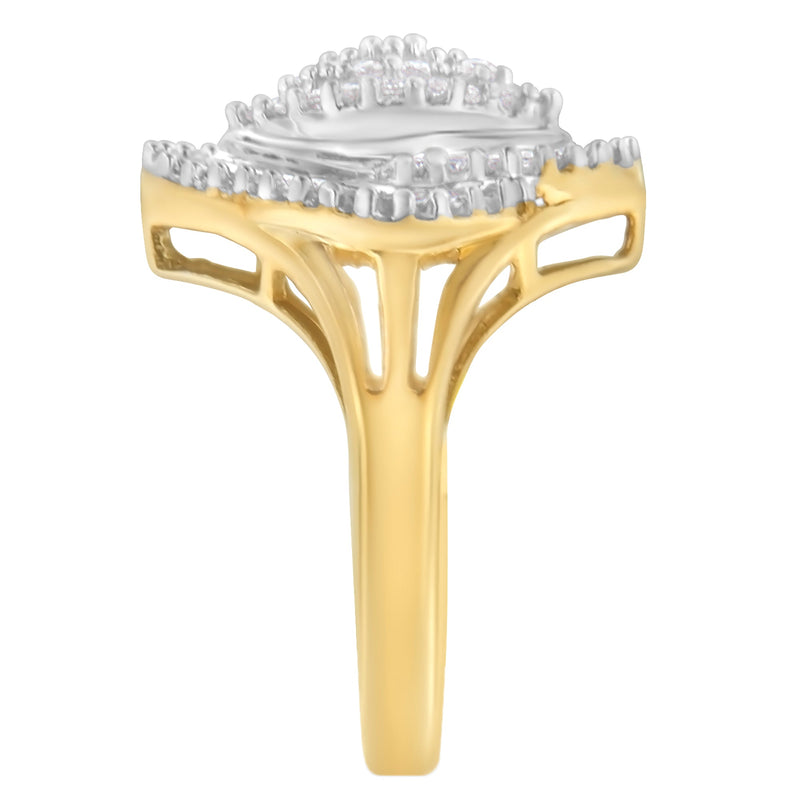 Bids.com 10K Yellow Gold Diamond Cocktail Ring (1/2 Cttw, J-K Color, I2-I3 Clarity) - Size 6-1/2 Rings