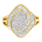 Bids.com 10K Yellow Gold Diamond Cluster Ring (3/4 Cttw, J-K Color, I2-I3 Clarity) - Size 6 Rings