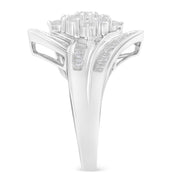 Bids.com 10K White Gold Diamond Bypass Cluster Ring (1 Cttw, I-J Color, I2-I3 Clarity) - Size 7 Rings