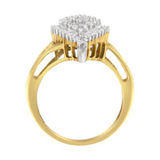 Bids.com 10K Yellow Gold 1/2 Cttw Round and Baguette-Cut Diamond Pear Ring (I-J Color, I1-I2 Clarity) - Size 7 Rings