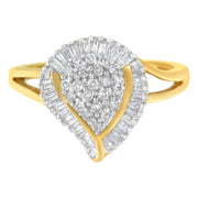 Bids.com 10K Yellow Gold Diamond Cluster Ring (1/2 Cttw, I-J Color, I1-I2 Clarity) - Size 8 Rings