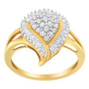 Bids.com 10K Yellow Gold Diamond Cluster Ring (1/2 Cttw, I-J Color, I1-I2 Clarity) - Size 8 Rings