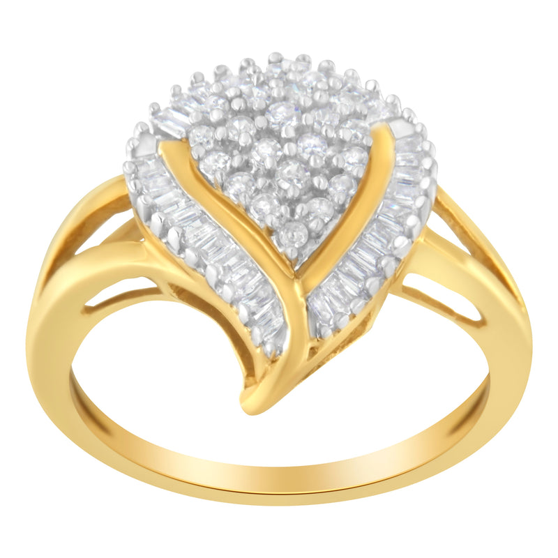 Bids.com 10K Yellow Gold Diamond Cluster Ring (1/2 Cttw, I-J Color, I1-I2 Clarity) - Size 8 Rings