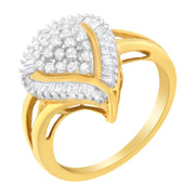 Bids.com 10K Yellow Gold Diamond Cluster Ring (1/2 Cttw, I-J Color, I1-I2 Clarity) - Size 8 Rings