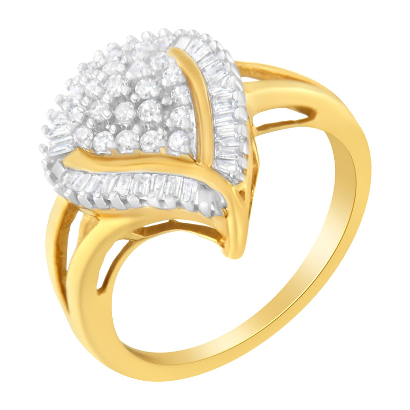 Bids.com 10K Yellow Gold Diamond Cluster Ring (1/2 Cttw, I-J Color, I1-I2 Clarity) - Size 8 Rings