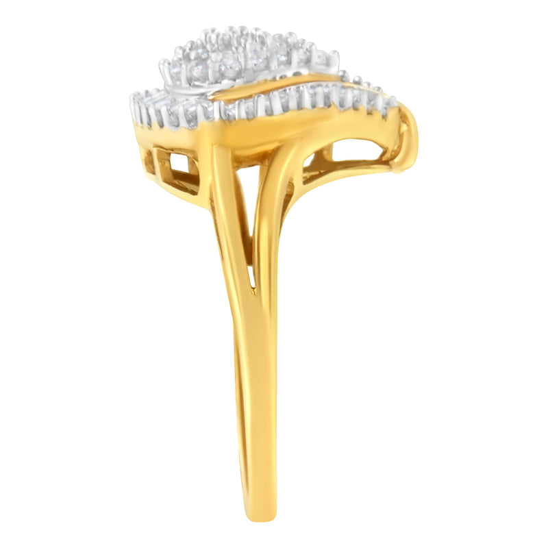 Bids.com 10K Yellow Gold Diamond Cluster Ring (1/2 Cttw, I-J Color, I1-I2 Clarity) - Size 8 Rings