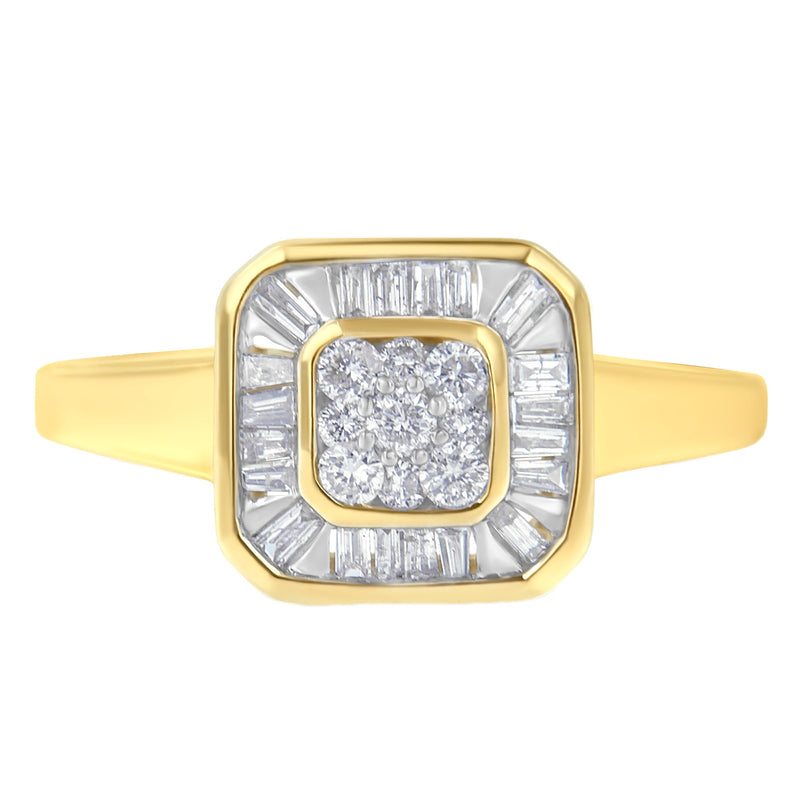 Bids.com 10K Yellow Gold Diamond Cocktail Ring (1/2 Cttw, I-J Color, SI2-I1 Clarity) - Size 6 Rings