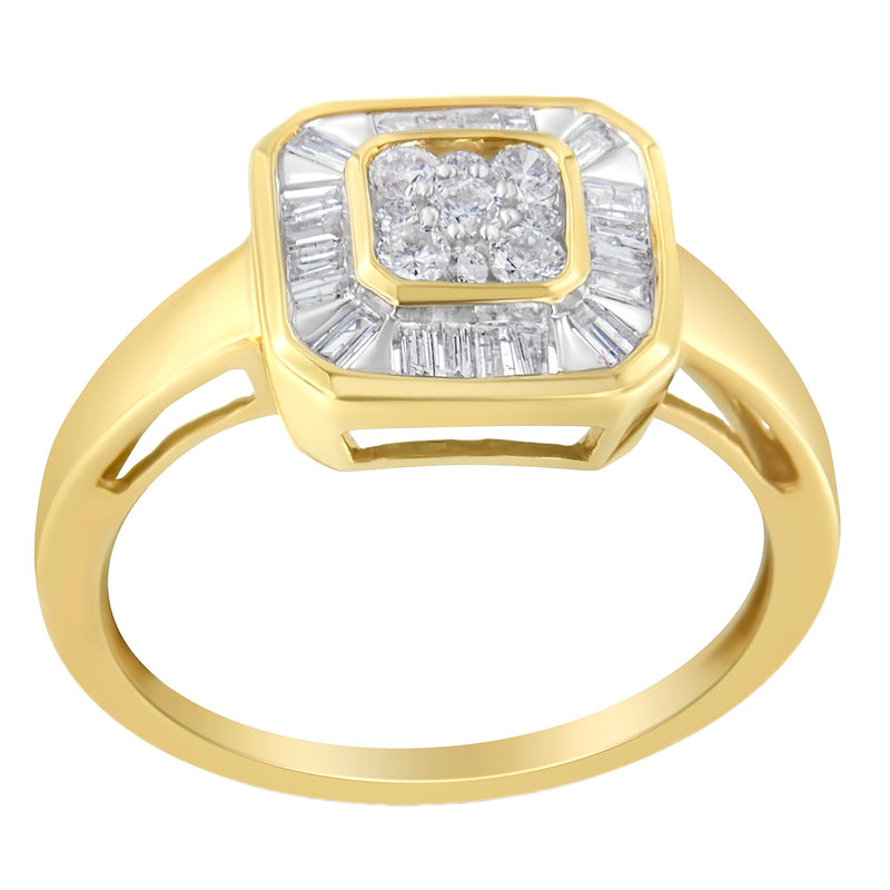 Bids.com 10K Yellow Gold Diamond Cocktail Ring (1/2 Cttw, I-J Color, SI2-I1 Clarity) - Size 6 Rings