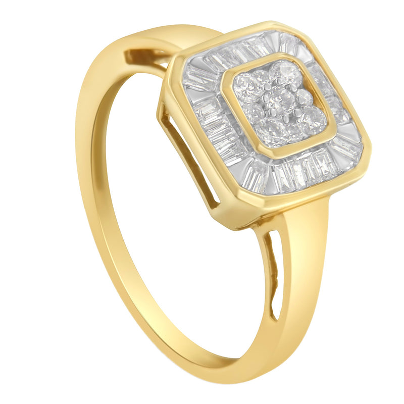 Bids.com 10K Yellow Gold Diamond Cocktail Ring (1/2 Cttw, I-J Color, SI2-I1 Clarity) - Size 6 Rings