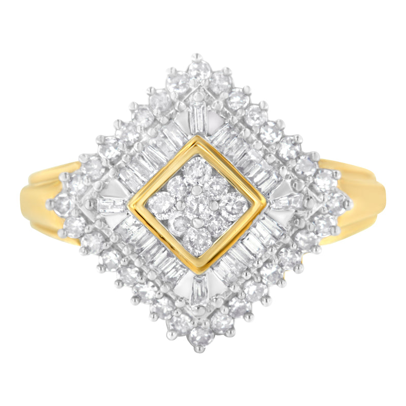 Bids.com 10K Yellow Gold Diamond Ballerina Ring (1 Cttw, I-J Color, I1-I2 Clarity) - Size 7 Rings