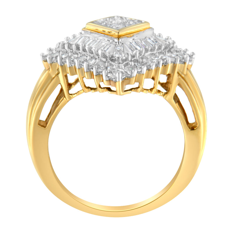 Bids.com 10K Yellow Gold Diamond Ballerina Ring (1 Cttw, I-J Color, I1-I2 Clarity) - Size 7 Rings