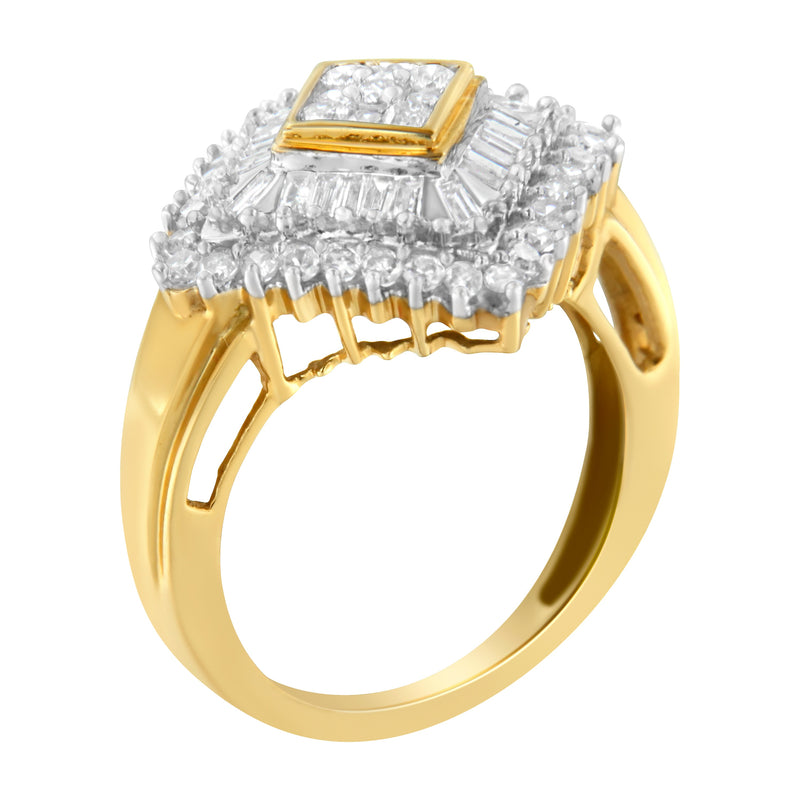 Bids.com 10K Yellow Gold Diamond Ballerina Ring (1 Cttw, I-J Color, I1-I2 Clarity) - Size 7 Rings