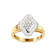 Bids.com 10K Yellow Gold 1/2 Cttw Round And Baguette-cut Diamond Rhombus Head and Halo Ring (I-J Color, I1-I2 Clarity) - Ring Size 7 Rings