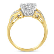 Bids.com 10K Yellow Gold Round And Baguette-Cut Diamond Ring (1/2 Cttw, H-I Color, I1-I2 Clarity) - Size 6 Rings