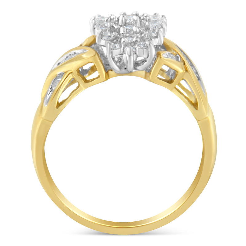 Bids.com 10K Yellow Gold Round And Baguette-Cut Diamond Ring (1/2 Cttw, H-I Color, I1-I2 Clarity) - Size 6 Rings