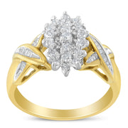 Bids.com 10K Yellow Gold Round And Baguette-Cut Diamond Ring (1/2 Cttw, H-I Color, I1-I2 Clarity) - Size 6 Rings
