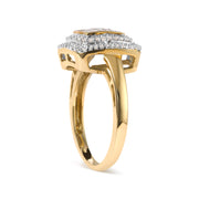 Bids.com 10K Yellow Gold 1/2 cttw Round and Princess Diamond Composite Head and Halo Ring (H-I Color, SI1-SI2 Clarity) - Ring Size 7 Rings