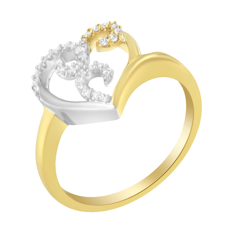 Bids.com 10K Two-Toned Gold Diamond Heart Shape Cluster Ring (1/6 Cttw, H-I Color, I1-I2 Clarity) - Size 6 Rings