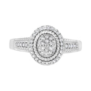 Bids.com .925 Sterling Silver 1/3 Cttw Pave Set Round-Cut Diamond Braided Halo Cocktail Ring (I-J Color, I2-I3 Clarity) - Size 7 Rings